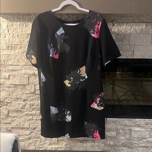 Ellen Tracy size 14Petite Black Floral Print Party dress